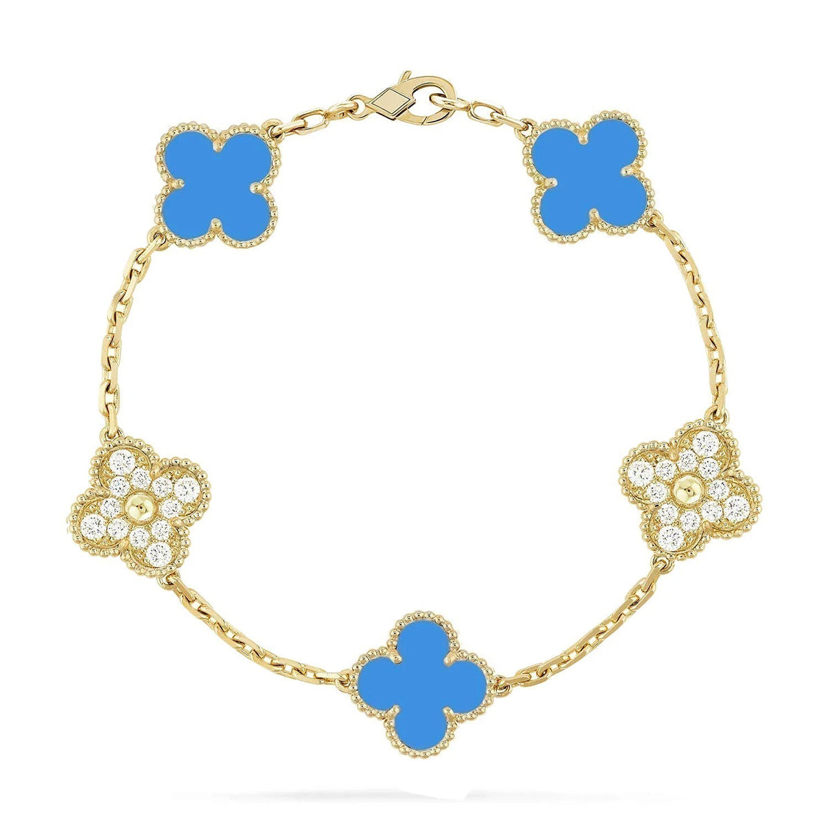 [Favorite]LUCKY CLOVER 5-MOTIF BRACELET - BLUE AGATE COLLECTION