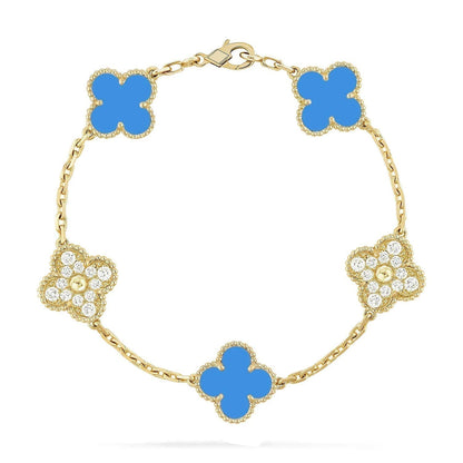 [Favorite]LUCKY CLOVER 5-MOTIF BRACELET - BLUE AGATE COLLECTION