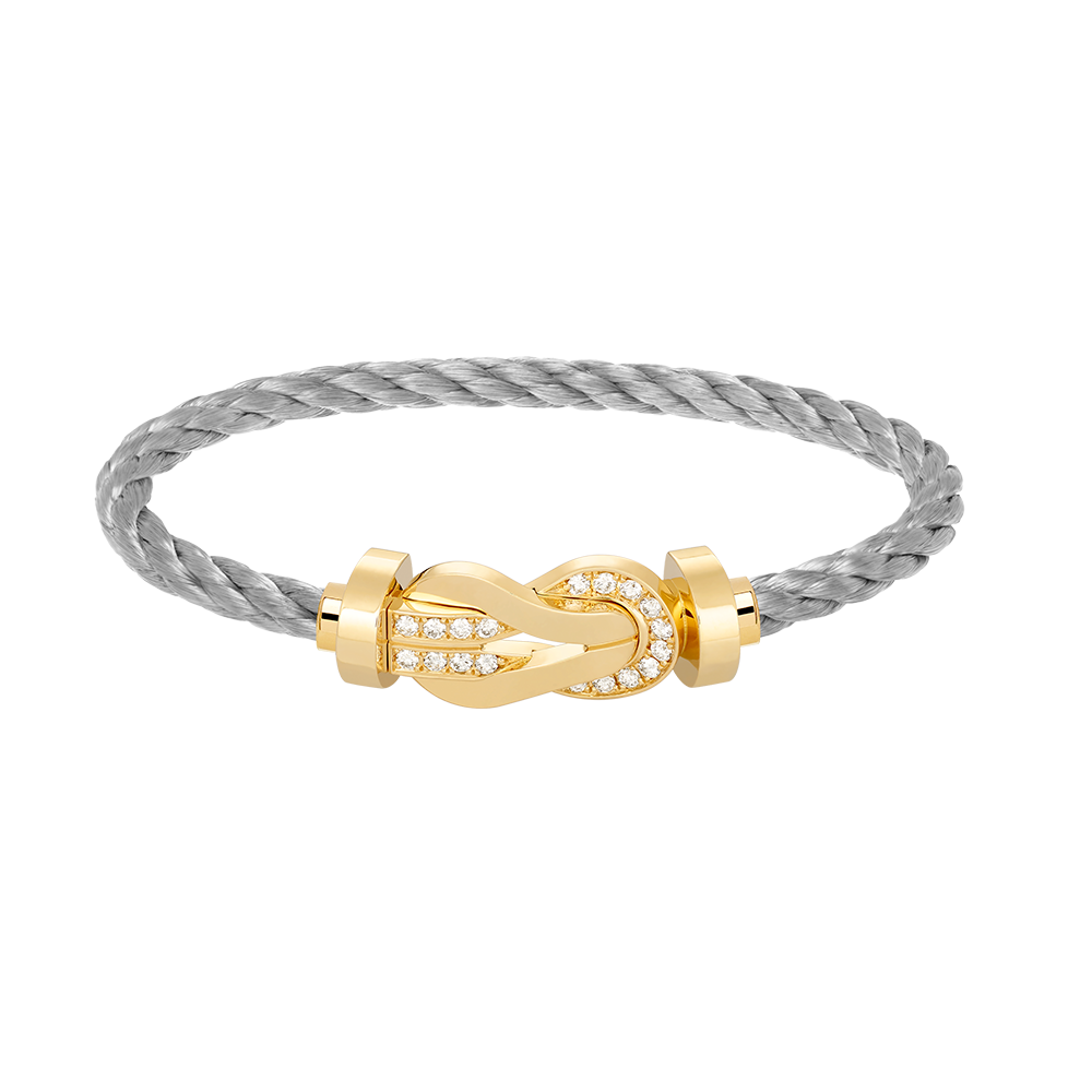 [Favorite]LARGE 8-FIGURE BUCKLE HALF DIAMOND BRACELET - GOLD