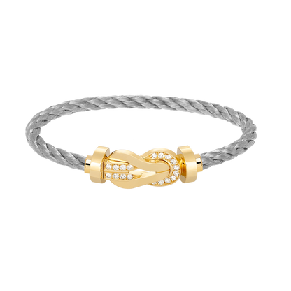 [Favorite]LARGE 8-FIGURE BUCKLE HALF DIAMOND BRACELET - GOLD