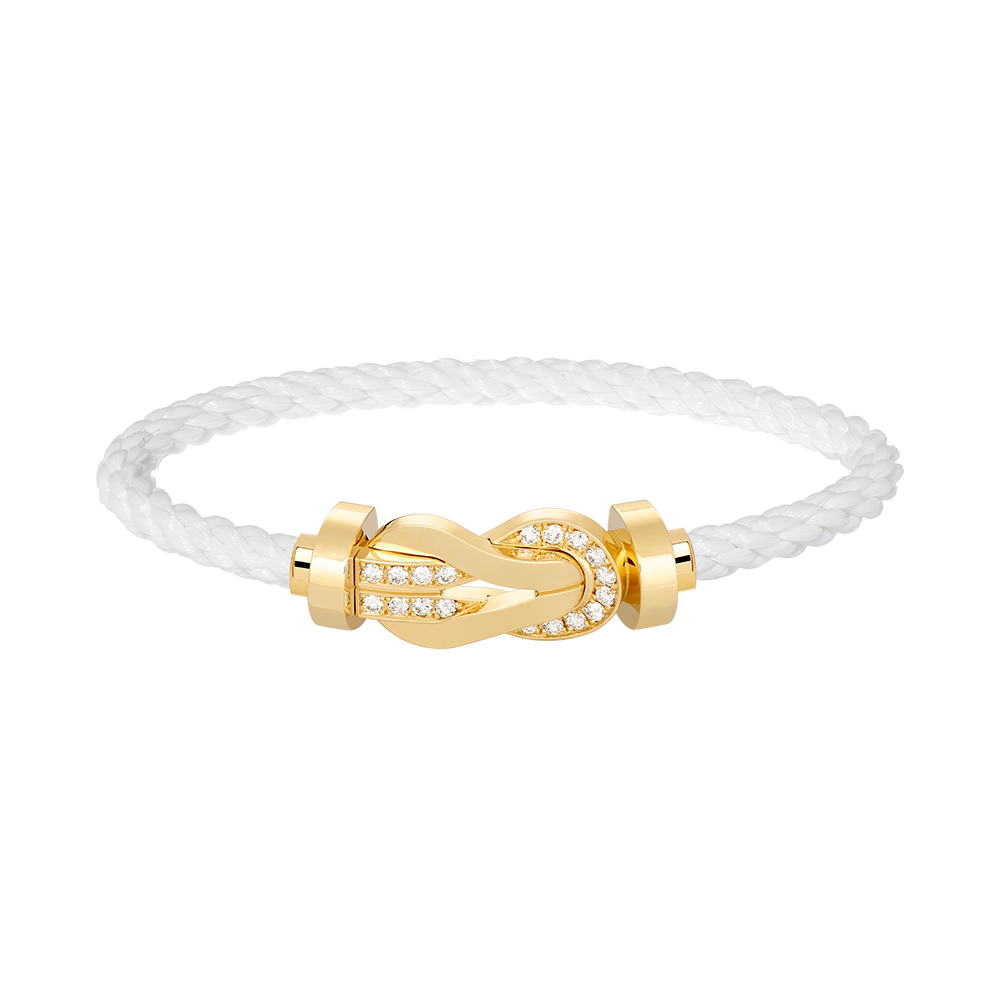 [Favorite]LARGE 8-FIGURE BUCKLE HALF DIAMOND BRACELET - GOLD