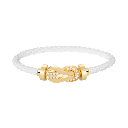 [Favorite]LARGE 8-FIGURE BUCKLE HALF DIAMOND BRACELET - GOLD