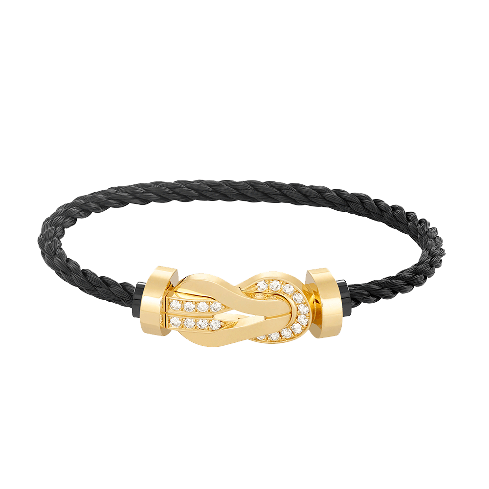 [Favorite]LARGE 8-FIGURE BUCKLE HALF DIAMOND BRACELET - GOLD