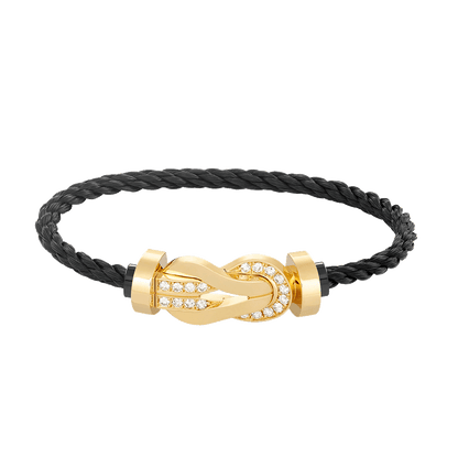 [Favorite]LARGE 8-FIGURE BUCKLE HALF DIAMOND BRACELET - GOLD