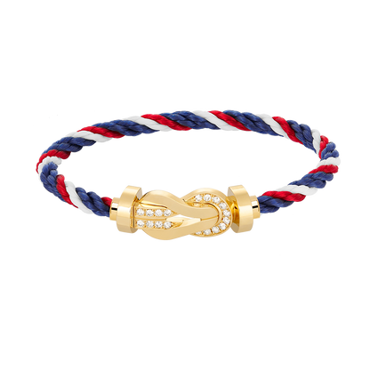 [Favorite]LARGE 8-FIGURE BUCKLE HALF DIAMOND BRACELET - GOLD