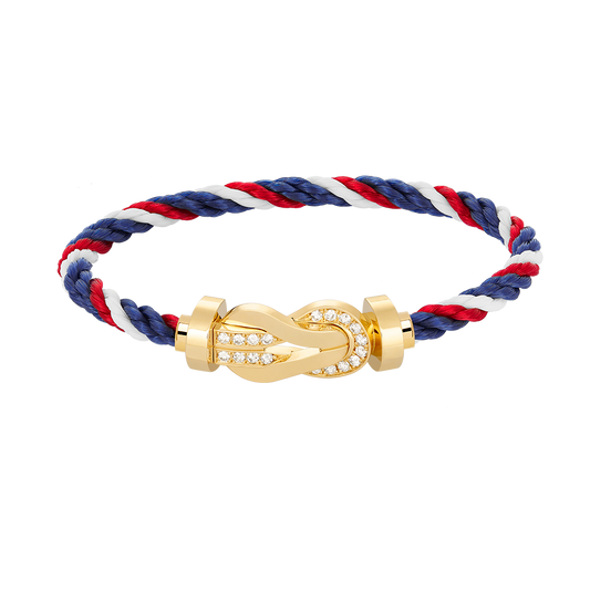 [Favorite]LARGE 8-FIGURE BUCKLE HALF DIAMOND BRACELET - GOLD