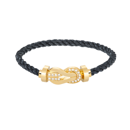 [Favorite]LARGE 8-FIGURE BUCKLE HALF DIAMOND BRACELET - GOLD