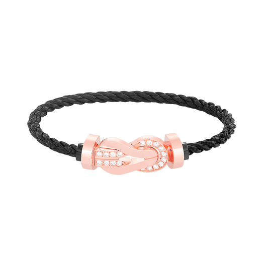 [Favorite]LARGE 8-FIGURE BUCKLE HALF DIAMOND BRACELET - ROSE GOLD