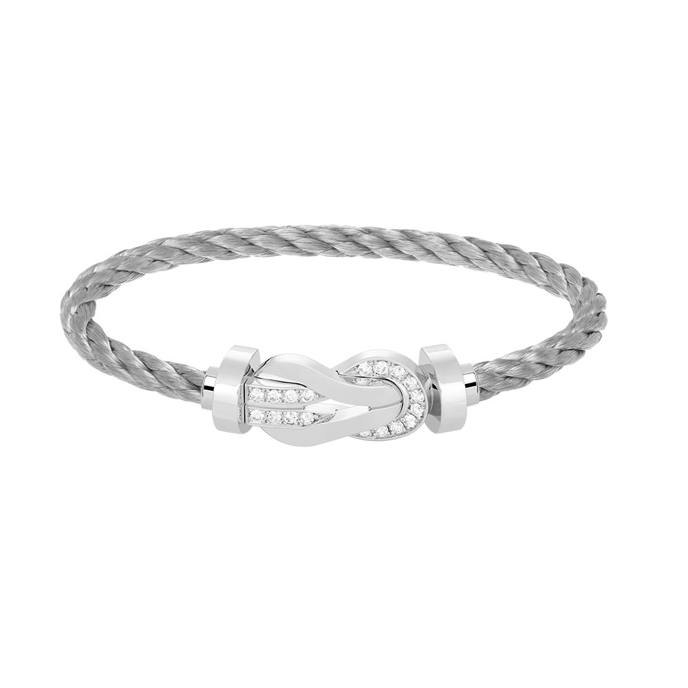 [Favorite]LARGE 8-FIGURE BUCKLE HALF DIAMOND BRACELET - WHITE GOLD
