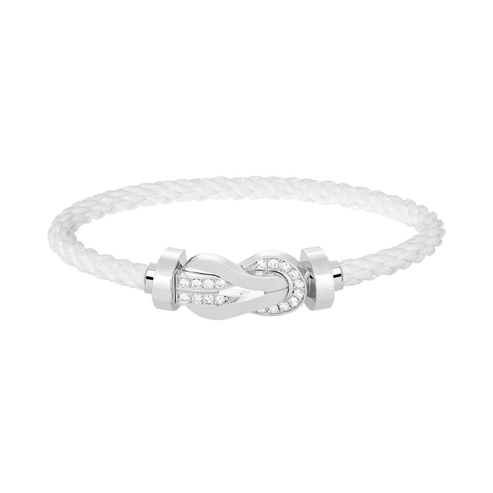 [Favorite]LARGE 8-FIGURE BUCKLE HALF DIAMOND BRACELET - WHITE GOLD