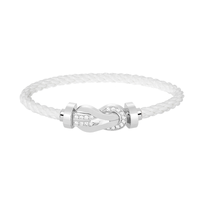 [Favorite]LARGE 8-FIGURE BUCKLE HALF DIAMOND BRACELET - WHITE GOLD