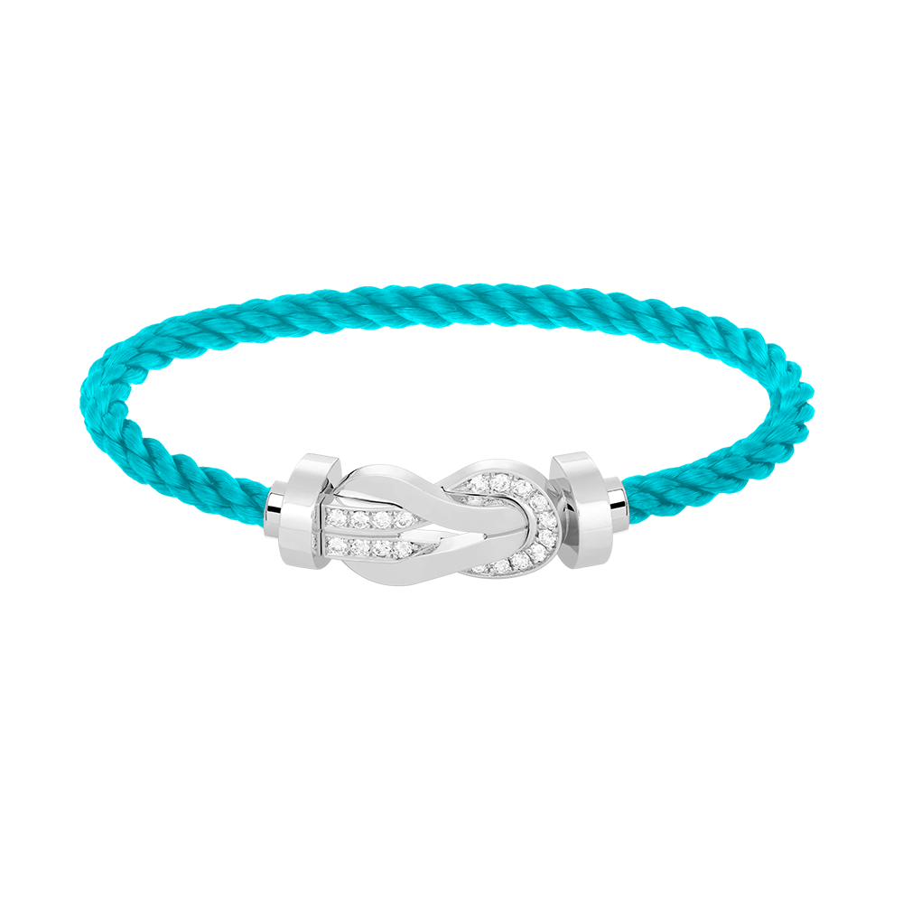 [Favorite]LARGE 8-FIGURE BUCKLE HALF DIAMOND BRACELET - WHITE GOLD