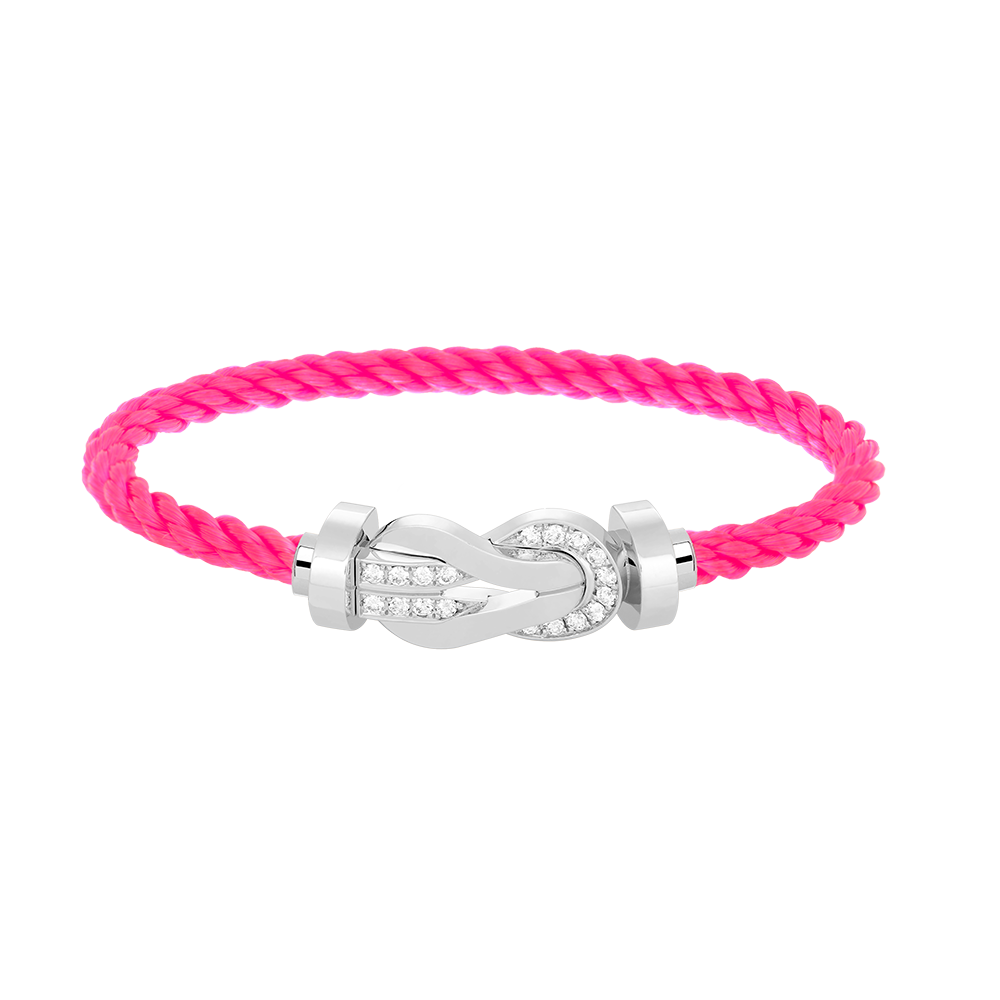 [Favorite]LARGE 8-FIGURE BUCKLE HALF DIAMOND BRACELET - WHITE GOLD