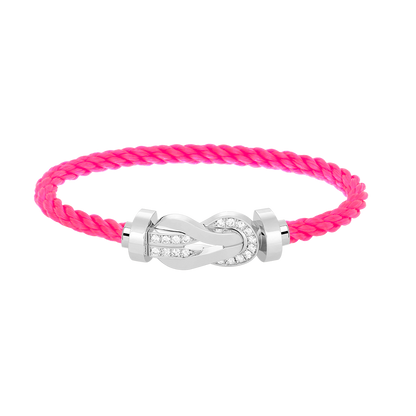 [Favorite]LARGE 8-FIGURE BUCKLE HALF DIAMOND BRACELET - WHITE GOLD