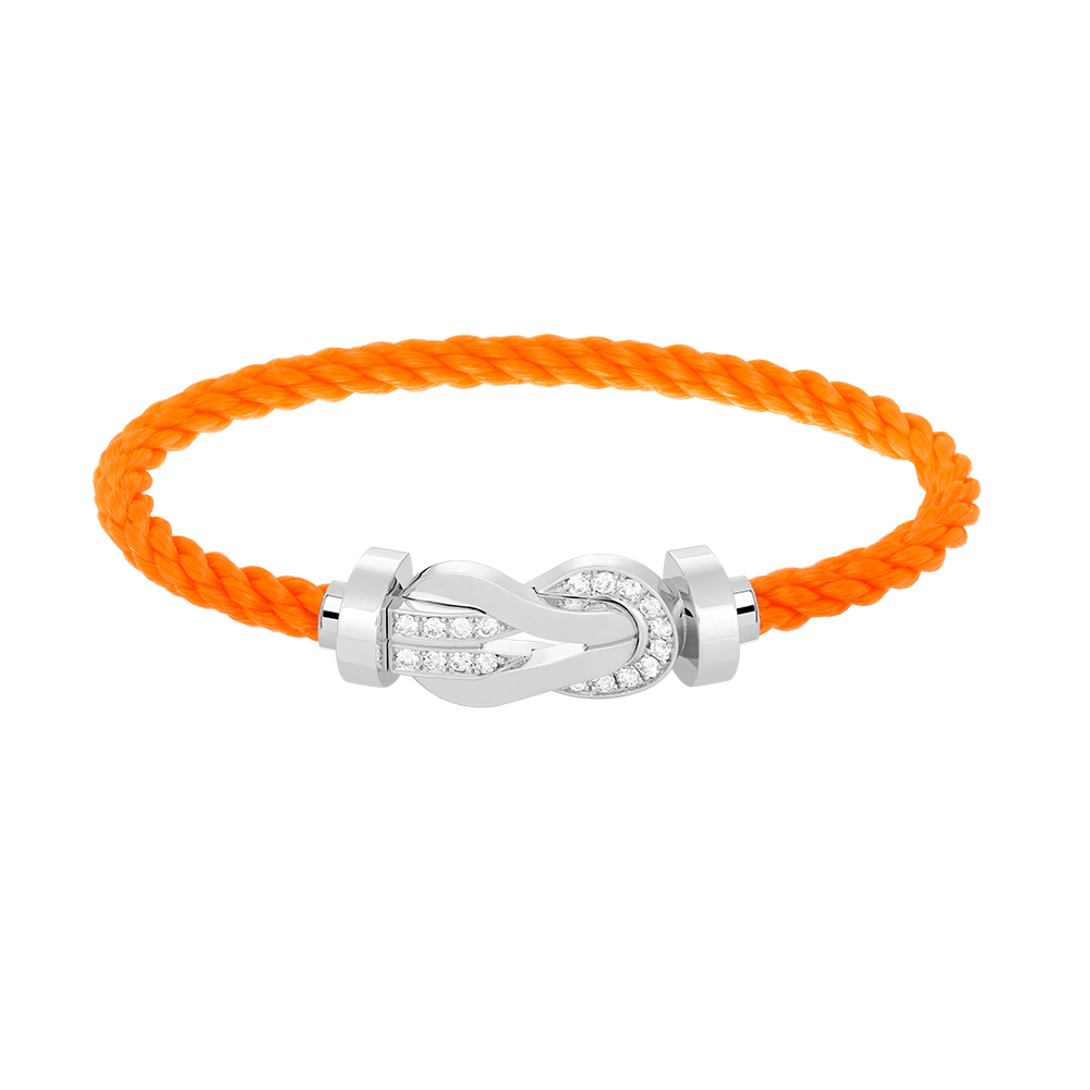 [Favorite]LARGE 8-FIGURE BUCKLE HALF DIAMOND BRACELET - WHITE GOLD