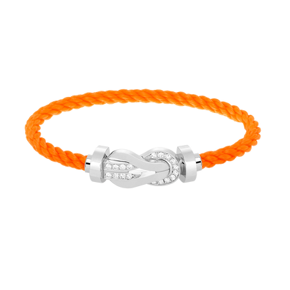 [Favorite]LARGE 8-FIGURE BUCKLE HALF DIAMOND BRACELET - WHITE GOLD