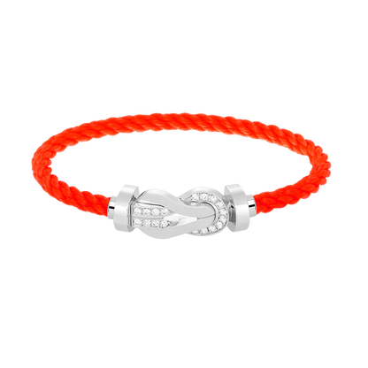 [Favorite]LARGE 8-FIGURE BUCKLE HALF DIAMOND BRACELET - WHITE GOLD