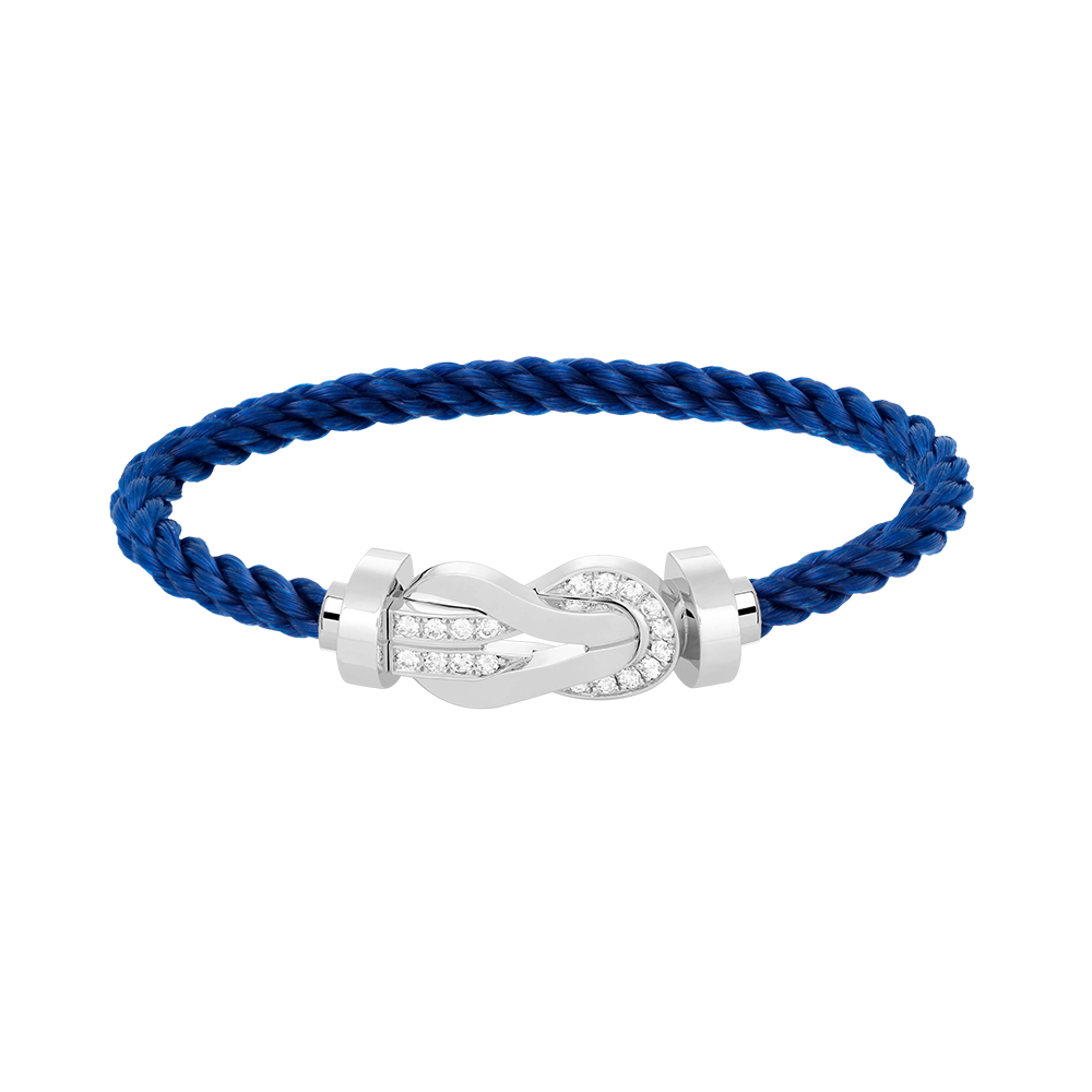 [Favorite]LARGE 8-FIGURE BUCKLE HALF DIAMOND BRACELET - WHITE GOLD