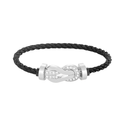 [Favorite]LARGE 8-FIGURE BUCKLE HALF DIAMOND BRACELET - WHITE GOLD