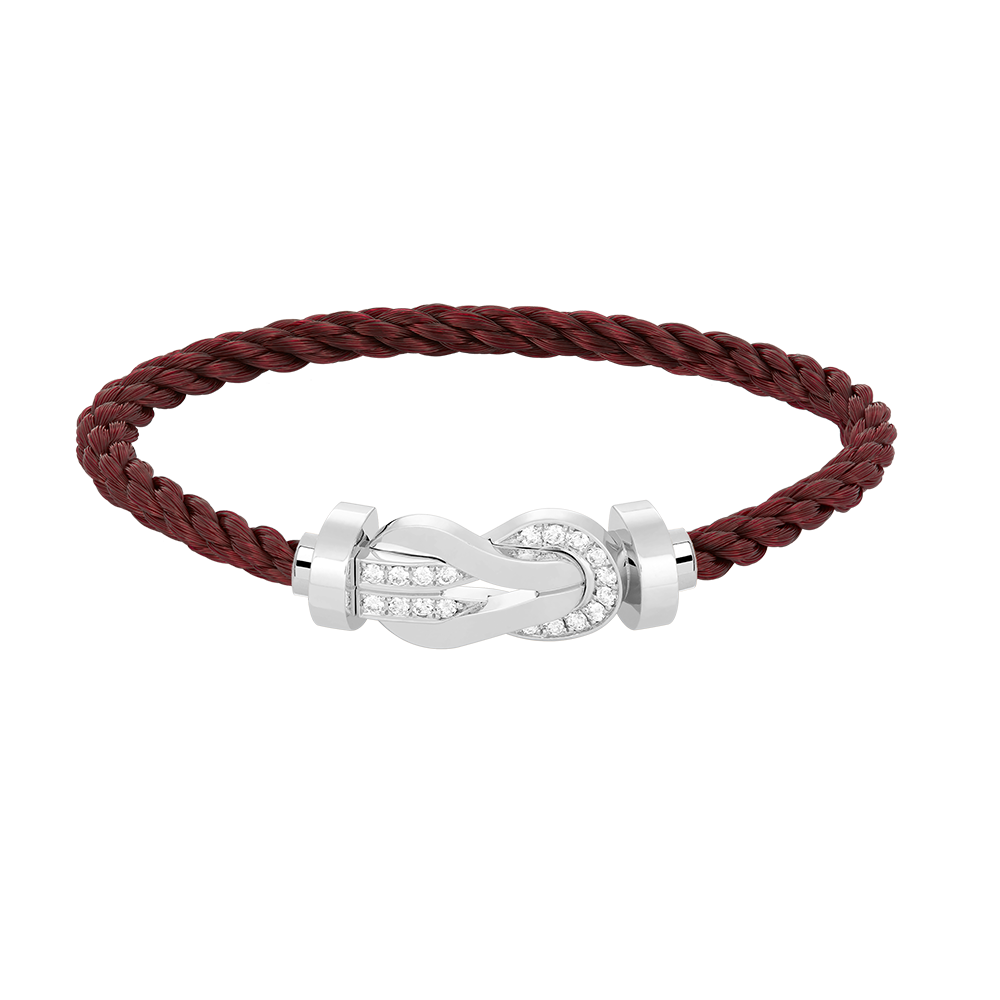 [Favorite]LARGE 8-FIGURE BUCKLE HALF DIAMOND BRACELET - WHITE GOLD