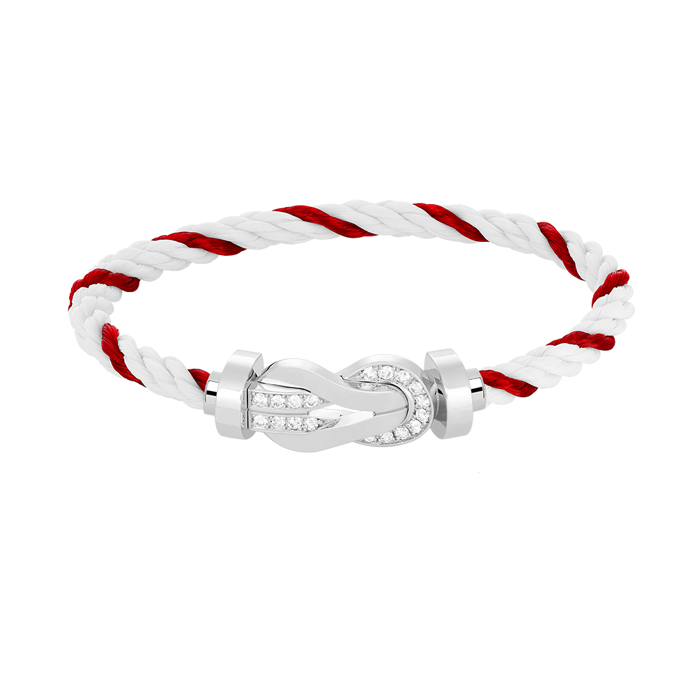 [Favorite]LARGE 8-FIGURE BUCKLE HALF DIAMOND BRACELET - WHITE GOLD