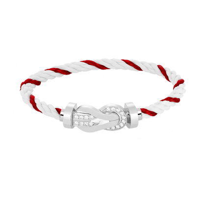 [Favorite]LARGE 8-FIGURE BUCKLE HALF DIAMOND BRACELET - WHITE GOLD