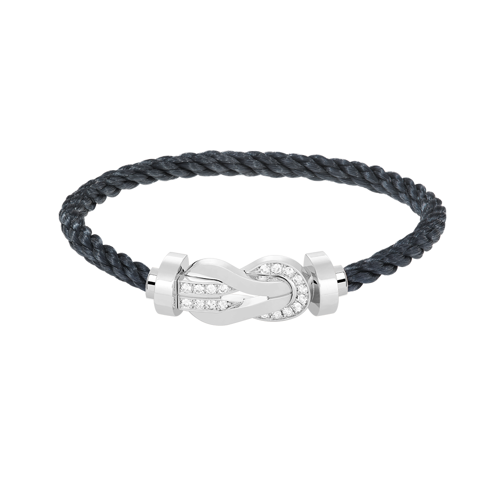 [Favorite]LARGE 8-FIGURE BUCKLE HALF DIAMOND BRACELET - WHITE GOLD