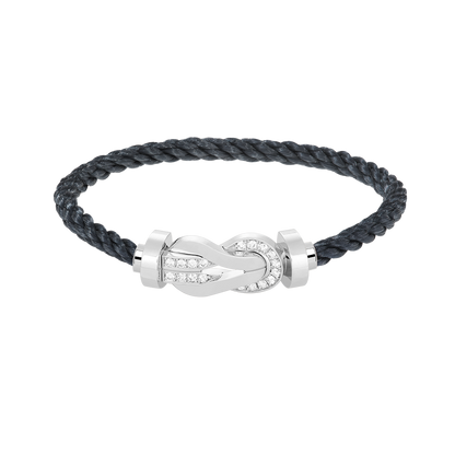 [Favorite]LARGE 8-FIGURE BUCKLE HALF DIAMOND BRACELET - WHITE GOLD