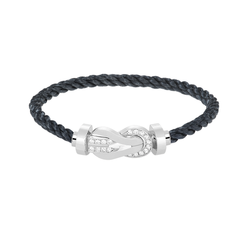 [Favorite]LARGE 8-FIGURE BUCKLE HALF DIAMOND BRACELET - WHITE GOLD