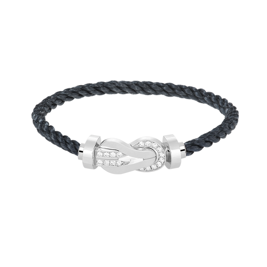 [Favorite]LARGE 8-FIGURE BUCKLE HALF DIAMOND BRACELET - WHITE GOLD