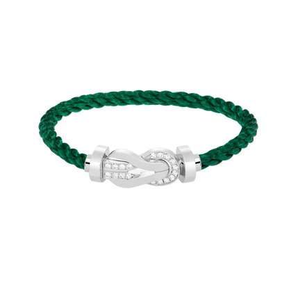 [Favorite]LARGE 8-FIGURE BUCKLE HALF DIAMOND BRACELET - WHITE GOLD