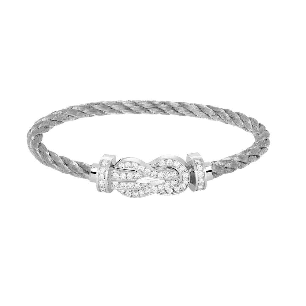 [Favorite]LARGE 8-FIGURE BUCKLE FULL DIAMOND BRACELET -WHITE GOLD