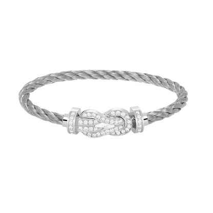 [Favorite]LARGE 8-FIGURE BUCKLE FULL DIAMOND BRACELET -WHITE GOLD
