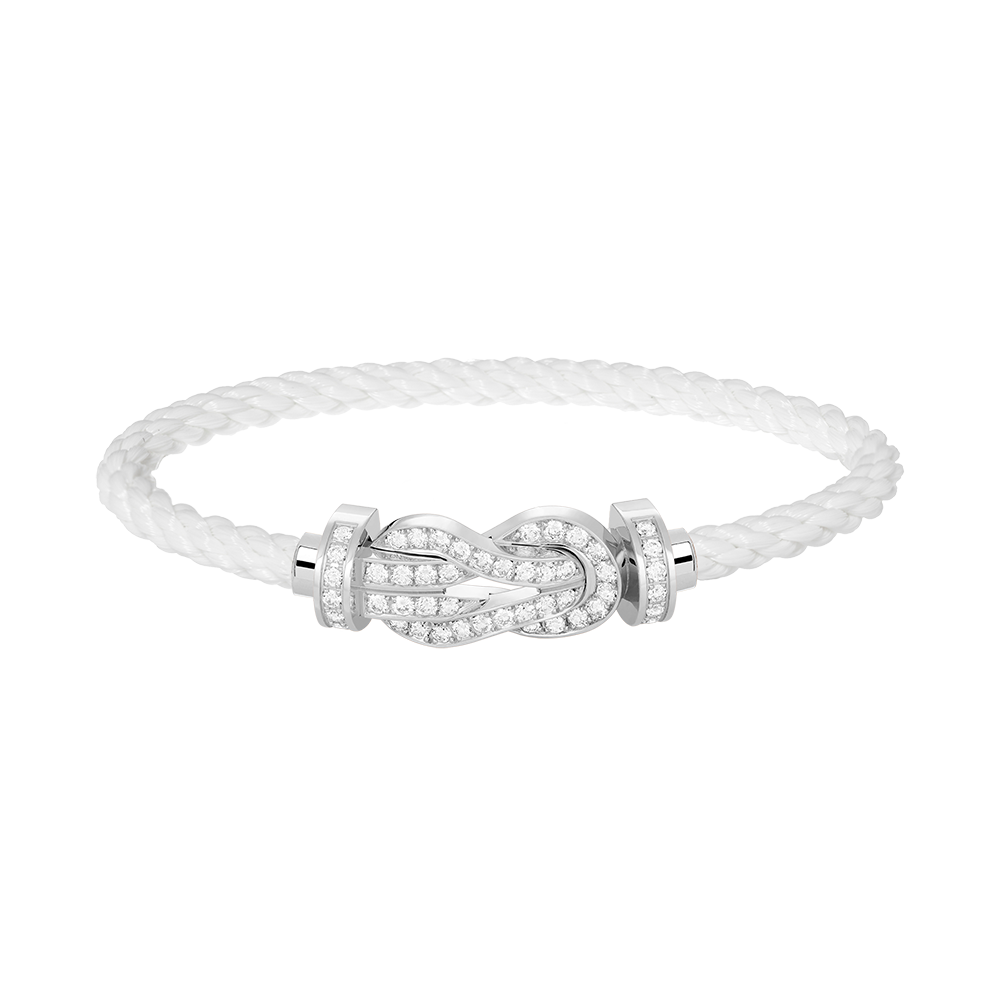[Favorite]LARGE 8-FIGURE BUCKLE FULL DIAMOND BRACELET -WHITE GOLD