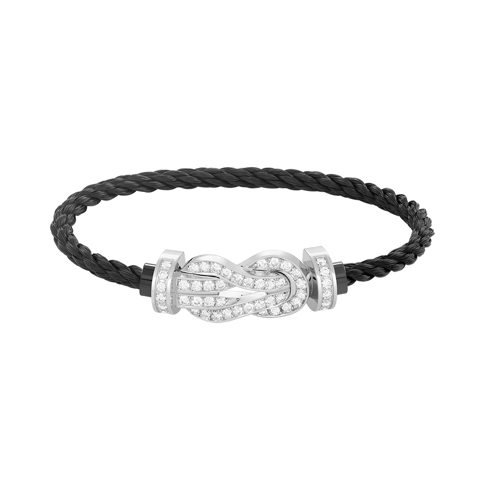 [Favorite]LARGE 8-FIGURE BUCKLE FULL DIAMOND BRACELET -WHITE GOLD