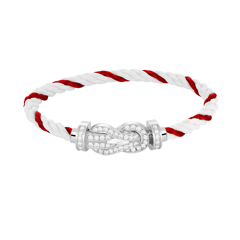[Favorite]LARGE 8-FIGURE BUCKLE FULL DIAMOND BRACELET -WHITE GOLD