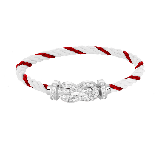 [Favorite]LARGE 8-FIGURE BUCKLE FULL DIAMOND BRACELET -WHITE GOLD