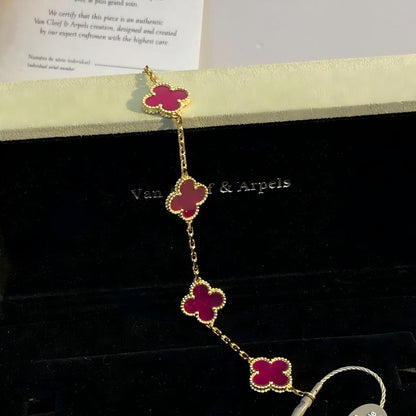 [Favorite]NEW CLOVER 5 MOTIFS PINK ENAMEL BRACELET