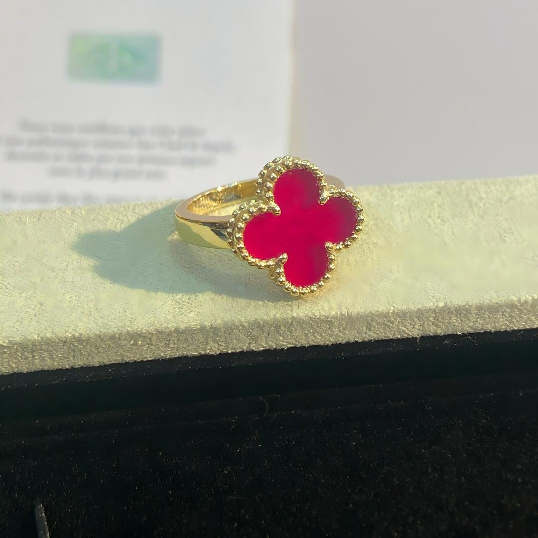 [Favorite]NEW CLOVER PINK ENAMEL RINGS