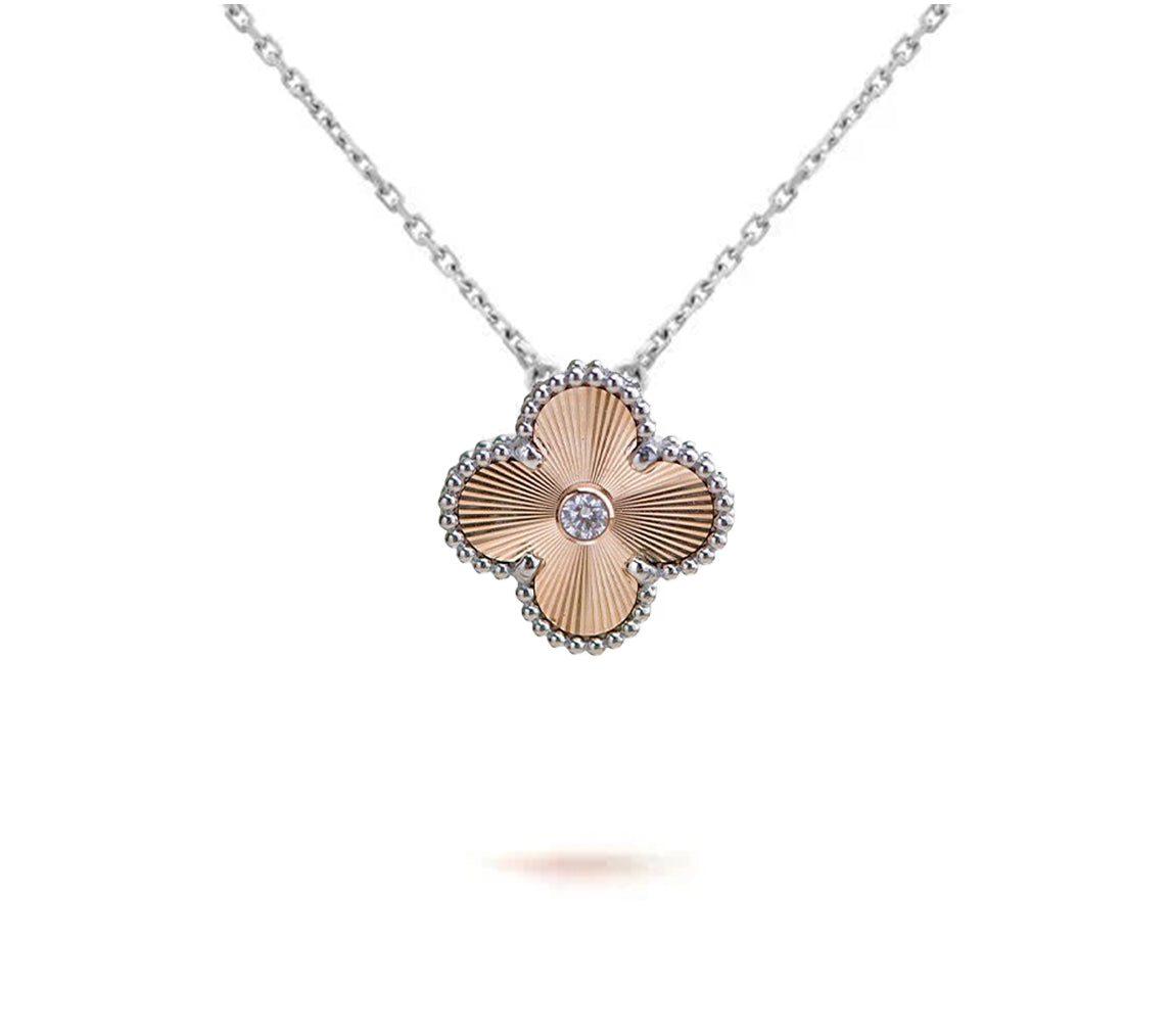 [Favorit]15MM KLEEBLUMEN-ANHÄNGERKETTE WEISSGOLD KOLLEKTION