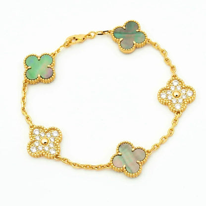 [Favorite]LUCKY CLOVER 5-MOTIF BRACELET - GREY MOTHER-OF-PEARL COLLECTION