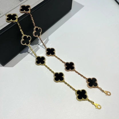 [Favorite]LUCKY CLOVER 5-MOTIF BRACELET - BLACK OXNY COLLECTION