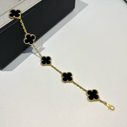 [Favorite]LUCKY CLOVER 5-MOTIF BRACELET - BLACK OXNY COLLECTION