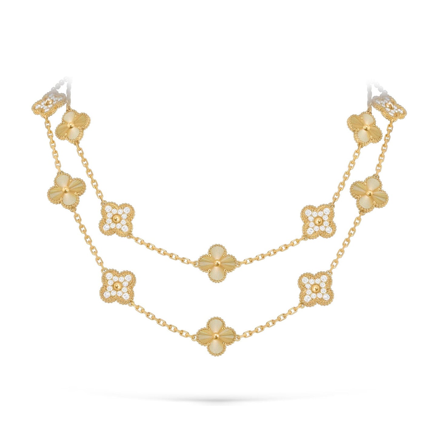 [Favorite]CLASSIC 20-MOTIF LUCKY CLOVER LONG NECKLACE GOLD COLLECTION