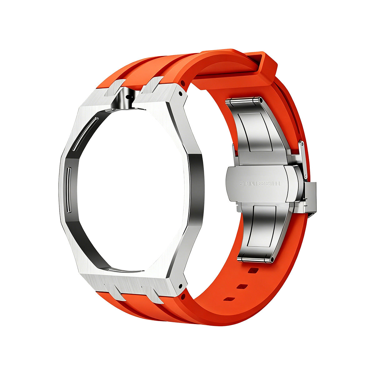 [Favorite]OAK POP ORANGE-RED STEEL SILICONE STRAP