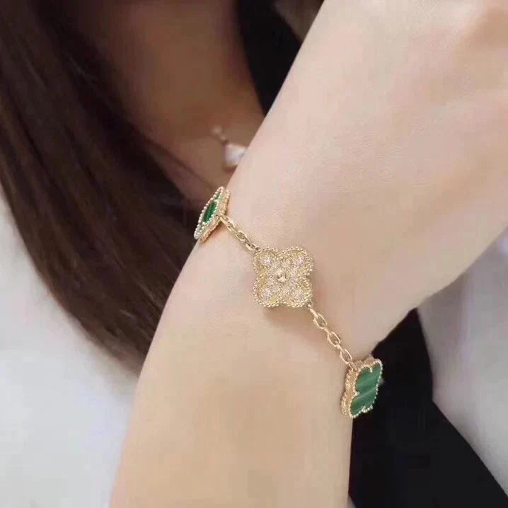 [Favorite]LUCKY CLOVER 5-MOTIF BRACELET - MALACHITE COLLECTION