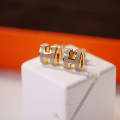 [Favorite]MINI POP H GOLD EARRINGS GREY