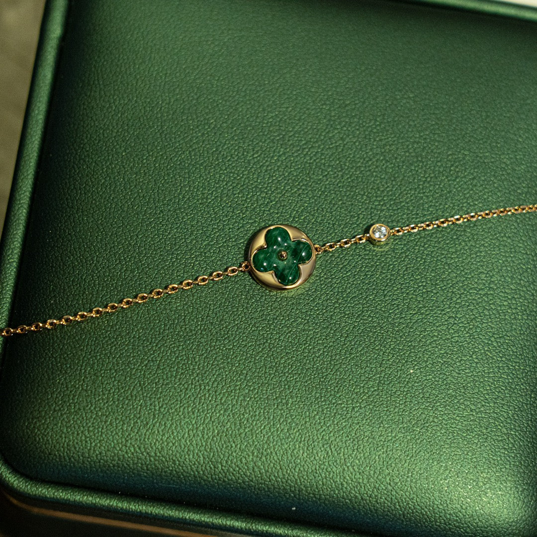 [Favorite]SUN MALACHITE 1 DIAMOND ROSE GOLD BRACELET