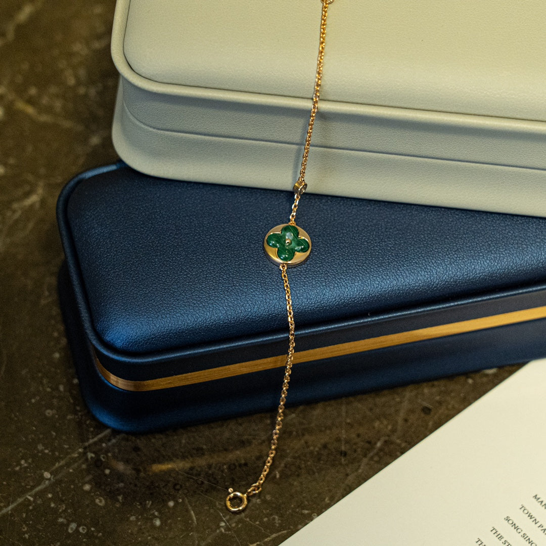 [Favorite]SUN MALACHITE 1 DIAMOND ROSE GOLD BRACELET