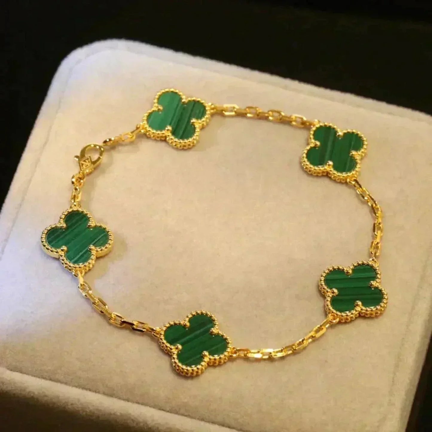 [Favorite]LUCKY CLOVER 5-MOTIF BRACELET - MALACHITE COLLECTION